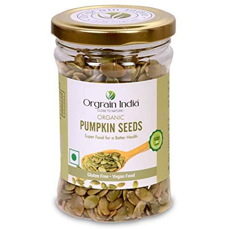 Orgrain India Organic Pumpkin Seeds, 140G | Rich In Protein & Fiber | Diet Snacks | Helps In Boosting Immunity | Aaa Grade Pumpkin Seeds For Eating | Pumpkin Seeds For Weight Loss