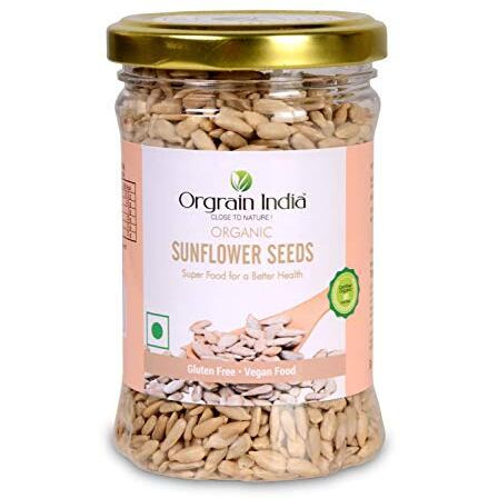 Orgrain India Organic Sunflower Seeds 140G | High In Fiber & Protein | Healthy Diet Snacks | Immunity Booster | Diet Food | Rich In Calcium | Unroasted Sunflower Seeds For Eating