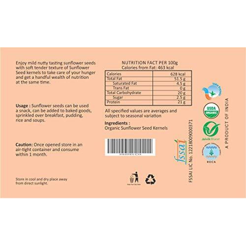 Orgrain India Organic Sunflower Seeds 140G | High In Fiber & Protein | Healthy Diet Snacks | Immunity Booster | Diet Food | Rich In Calcium | Unroasted Sunflower Seeds For Eating