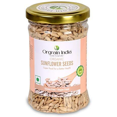 Orgrain India Organic Sunflower Seeds 140G | High In Fiber & Protein | Healthy Diet Snacks | Immunity Booster | Diet Food | Rich In Calcium | Unroasted Sunflower Seeds For Eating