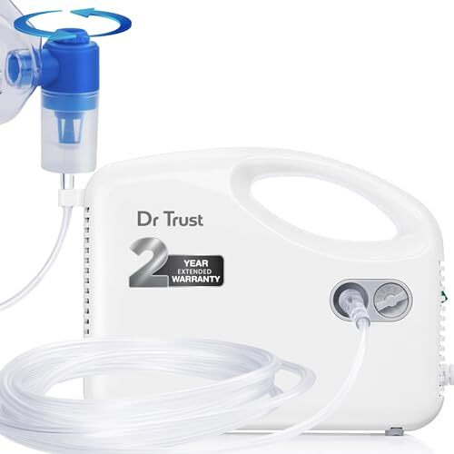 Dr Trust Usa Compressor Nebulizer Machine Complete Kit For Adults And Kids With Mask (White)