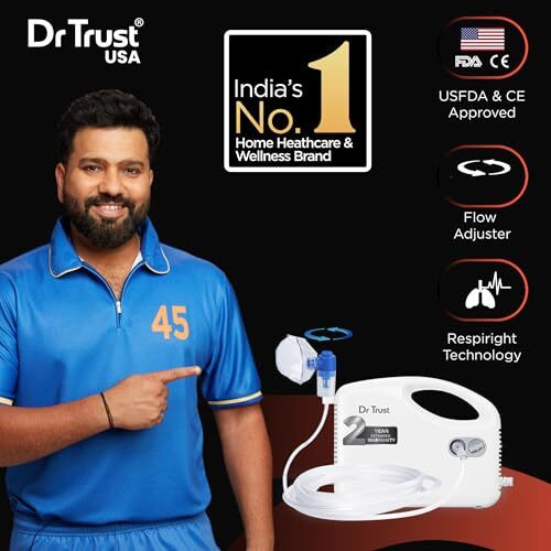 Dr Trust Usa Compressor Nebulizer Machine Complete Kit For Adults And Kids With Mask (White)