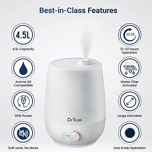 Dr Trust Luxury Cool Mist Room Humidifier For Adults And Baby Bedroom 4.5L - 907