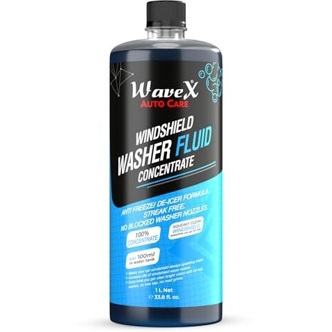 Wavex Windshield Washer Fluid For Car (1L) | Car Windshield Cleaner Concentrate | Lubricates Glass Cleaner Wiper, Prevents Scratches, De-Icer Formulation