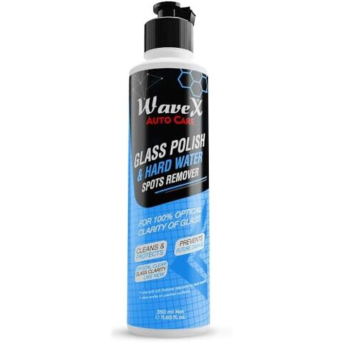 Wavex Glass Polish & Hard Water Stain Remover 350Ml | Car Polish For Windshield, Glass & Mirrors | Car Glass Polish, Works As A Glass Cleaner, Provides Optical Clarity