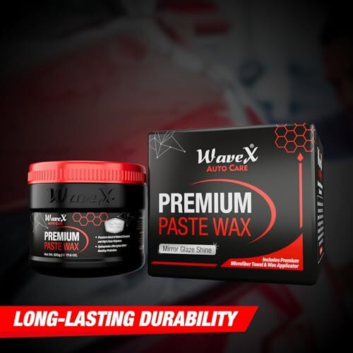 Wavex Premium Paste Cream Wax For Car 500G | Smooth Car Wax That Provides Deep Reflective Gloss, Shine Restoration & Long Lasting Protection | Includes Car Wax Applicator Pad And Microfiber Cloth