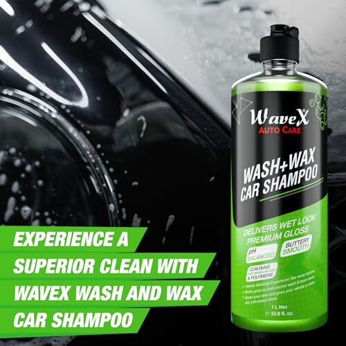 Wavex Wash And Wax Car Shampoo 500Ml Gives Wet Look Shine,Buttery Smooth Feel, Ph Neutral - Leaves No Water Spots