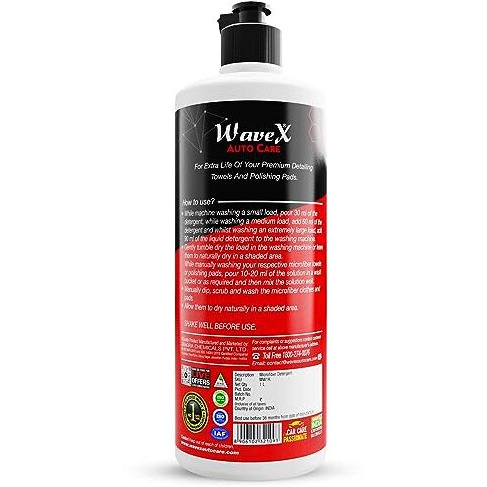 Wavex Microfiber Washing Liquid 1 Ltr | Dissolves Wax, Polish And Other Detailing Chemicals Makes Fabric Soft And New