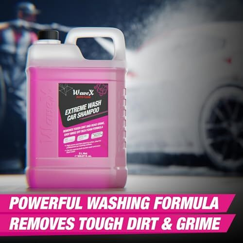 Wavex Car Shampoo Extreme Wash 5L With Two Pcs Microfiber Cloth 40X40Cm 340Gsm | Ph Neutral | Also Works As Foam Wash Shampoo