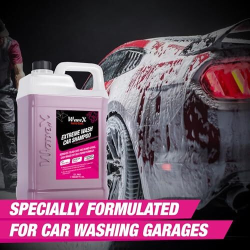 Wavex Car Shampoo Extreme Wash 5L With Two Pcs Microfiber Cloth 40X40Cm 340Gsm | Ph Neutral | Also Works As Foam Wash Shampoo