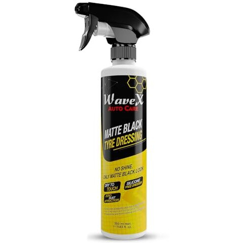 Wavex Matte Black Tyre Dressing 350Ml Tyre Polish For Car | Liquid Car Tyre Polish For Dry To Touch, Matte Finish | Tyre Polish With Zero Dust Attraction