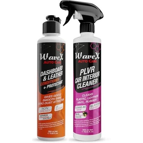 Wavex Plvr Car Interior Cleaner 350Ml & Wavex Dashboard & Leather Conditioner+Protectant Car Dashboard Polish 350Ml | Car Dashboard Polish & Car Interior Cleaner For Plastic, Leather, Vinyl & Rubber