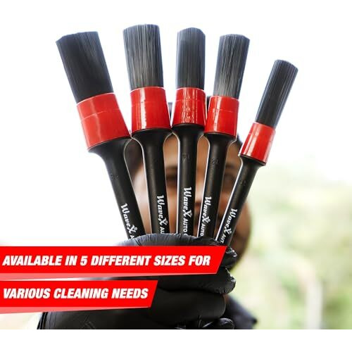 Wavex Detailing Brushes | Soft Nylon Bristle Perfect For Dashboard, Interior, Exterior, Leather, Air Vents And Automotive Cleaning Wheels (Pack Of 5)