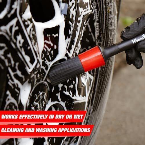 Wavex Detailing Brushes | Soft Nylon Bristle Perfect For Dashboard, Interior, Exterior, Leather, Air Vents And Automotive Cleaning Wheels (Pack Of 5)