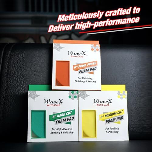 Wavex 6-Inch Hard Cut Foam Pad For Car | Low Profile 20Mm Design For Extreme Performance | High-Density Foam For Aggressive Cutting | Compatible With Da & Rotary Polisher | Machine Washable & Reusable
