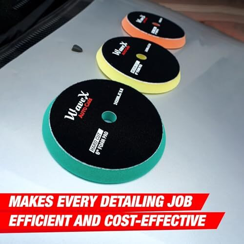 Wavex 6-Inch Hard Cut Foam Pad For Car | Low Profile 20Mm Design For Extreme Performance | High-Density Foam For Aggressive Cutting | Compatible With Da & Rotary Polisher | Machine Washable & Reusable
