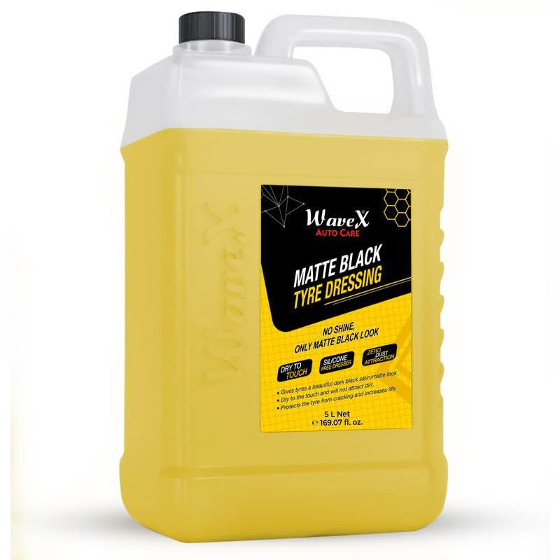 Wavex Matte Black Tyre Dressing (5L) | Liquid Car Tyre Polish For Dry To Touch, Zero Dust Attraction