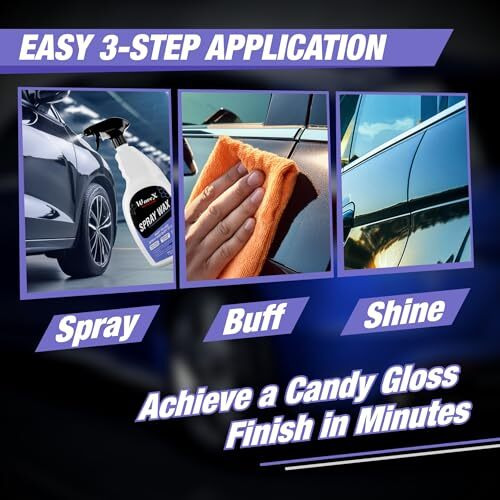 Wavex Car Liquid Wax Spray 650Ml, Car Polish Spray And Wipe Formula For Long Lasting Miraculous Shine, Infused With Rich Blueberry Fragrance