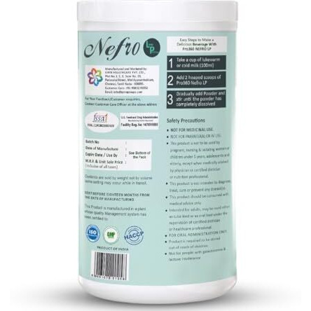 Pro360 Nefro Lp 750G (Fka Nephro Lp) Non-Dialysis Care Protein Powder - Low Protein, High Fat Formula Enriched With L-Taurine, L-Carnitine For Kidney/Renal Health, No Added Sugar  Vanilla Flavour