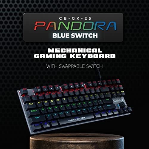 Cosmic Byte Cb-Gk-25 Pandora Tkl Mechanical Keyboard Upgraded With Swappable Outemu Blue Switches And Rainbow Led (Black/Grey)