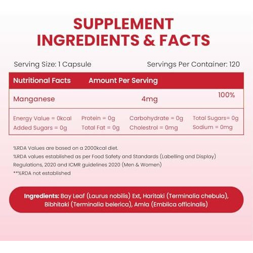 VladoS Himalayan Organics Plant Based Manganese 4Mg Supplement -120 Veg Capsules