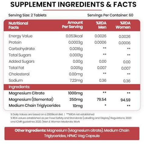 Vlado's Himalayan Organics Magnesium Citrate (Chelated) 1000Mg | Support Heart And Bone Health | Good For Muscle Relaxation - 120 Veg Capsules