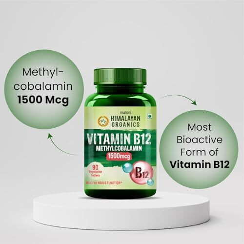 Vlado's Himalayan Organics Vitamin B12 Tablets 1500 Mcg -Active Form Of Methylcobalamin Vitamin B12 Supplements For Men & Women- 60 Veg Tablets