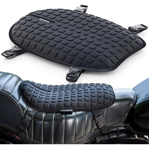 Fovera Motorcycle Gel Seat Cushion - Supports Sit Bones, Tailbone, And Buttock Muscles - Massaging Gel Absorbs Micro-Shocks And Road Jerks, Suitable For All Motorbikes