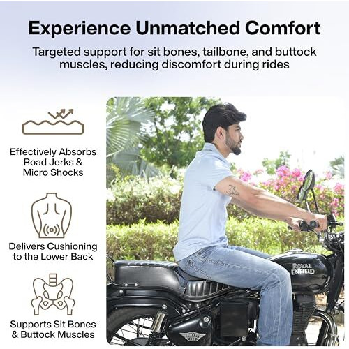 Fovera Memory Foam Motorcycle Seat Cushion - Supports Sit Bones, Tailbone, And Buttock Muscles - Absorbs Micro-Shocks And Road Jerks, Suitable For All Motorbikes, Waterproof