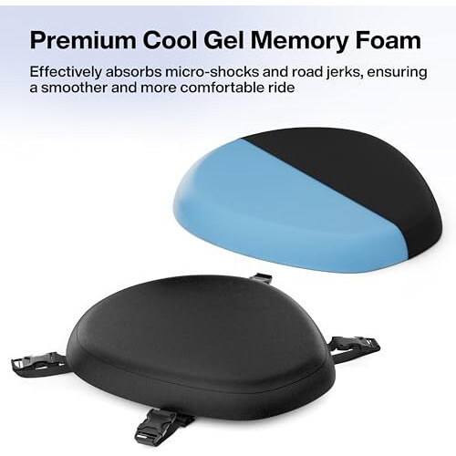 Fovera Memory Foam Motorcycle Seat Cushion - Supports Sit Bones, Tailbone, And Buttock Muscles - Absorbs Micro-Shocks And Road Jerks, Suitable For All Motorbikes, Waterproof