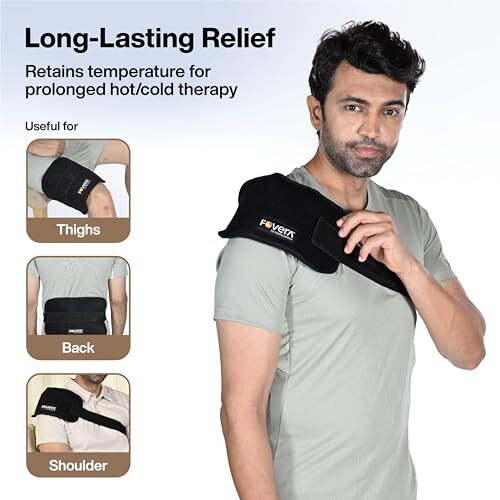 Fovera Reusable Hot & Cold Pack For Muscle Pain Relief & Injury | Ideal For Back, Shoulder & Hip | Long-Lasting Hot & Cold Therapy (Large - 7 X 13 Inch, With Cover)