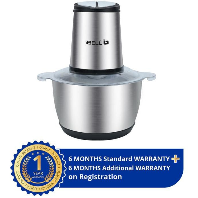 Ibell Mt200Sm Meat Chopper/Grinder/Mincer, 2 Litre Stainless Steel Bowl, 700W, Multi Purpose For Cutting Slicing Meat, Vegetables, Nuts & Fruits (Silver)