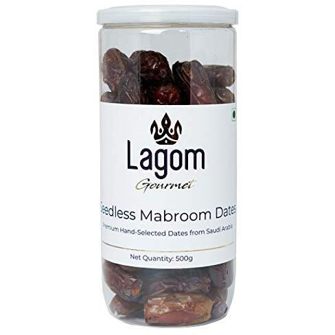 Lagom Gourmet Seedless Mabroom Dates 500G | Saudi Arabian | All Natural | No Preservatives | No Added Sugar | Gluten Free | Vegan | Plant Based | Non Gmo | Dry Fruits | Khajur | Khajoor | Khejur
