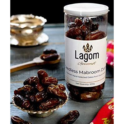 Lagom Gourmet Seedless Mabroom Dates 500G | Saudi Arabian | All Natural | No Preservatives | No Added Sugar | Gluten Free | Vegan | Plant Based | Non Gmo | Dry Fruits | Khajur | Khajoor | Khejur