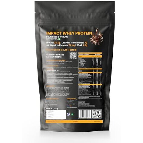 Osoaa Impact Whey Protein Sample Pack | Isolate & Concentrate | 24G Protein & 3G Creatine | 5X Digestive Enzymes For Better Absorption | Batchwise Nabl Lab Tested | Flavour - Double Rich Chocolate