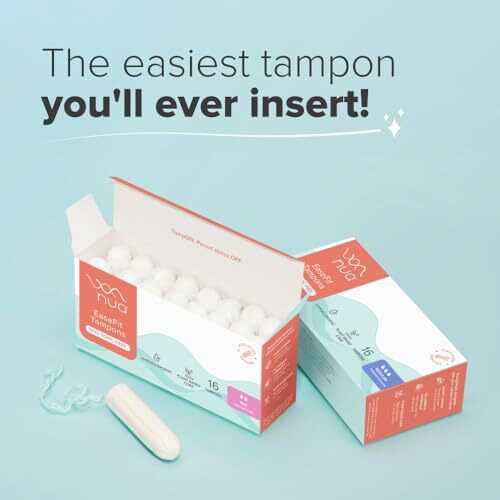 Nua Easefit Tampons For Medium Flow | 16 Tampons | Gynaecologically Tested | Hypoallergenic | Rapid Absorption Core | Leak-Proof Protection