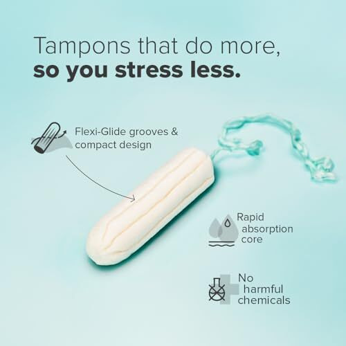 Nua Easefit Tampons For Medium Flow | 16 Tampons | Gynaecologically Tested | Hypoallergenic | Rapid Absorption Core | Leak-Proof Protection