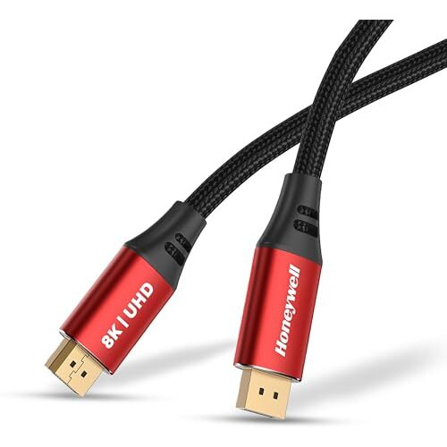 Honeywell Display Port To Display Port 2.0 Cable, 8K@60Hz Uhd Resolution, 2 Mtr, 40 Gbps Transmission Speed, Male To Male, Compatible With Tv, Laptop, Projector, Monitor Etc