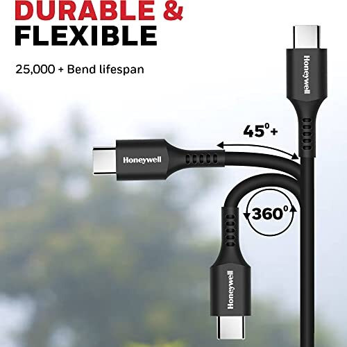 Honeywell Usb Type C To Type C Cable, 6 Feet(1.8M), Pd 60W, Qc 3.0, Fast Charging & Sync Cable, Ultra Soft Silicone Cable For Smartphone, Laptop, Power Bank, Tablet- Black
