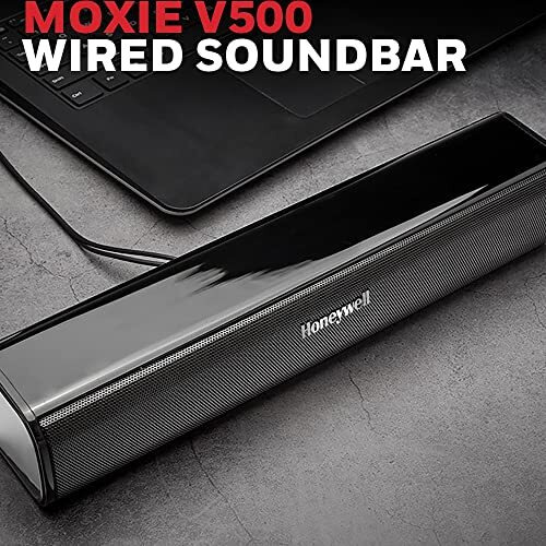 Honeywell Moxie V500 10W Portable Usb Wired Soundbar, Speaker For Pc,Desktop And Laptop With Volume Control And 3.5 Mm Aux,2.0 Channel,52Mmx2 Drivers,Plug &Play,2 Yrs Maufacuturer Warranty