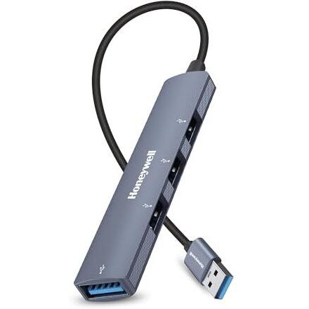 Honeywell Newly Launched 4-In-1 Ultra Slim Usb Hub 1Xusb 3.0 & 3 X Usb 2.0 Ports, 30Cms Cable, Datatransfer Speed Upto 5Gbps,Universally Compatible With All Usb,Pc,Speaker,Laptop,Hard Drive Etc.