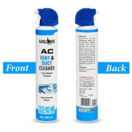 Kangaroo Car Ac Vent & Duct Cleaner Odour Neutralizer Spray Form With Long No-Sal Pipe For Effective Cleaning 400 Ml - Pack Of 1