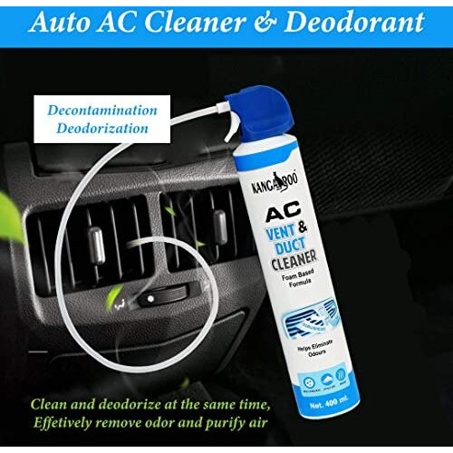 Kangaroo Car Ac Vent & Duct Cleaner Odour Neutralizer Spray Form With Long No-Sal Pipe For Effective Cleaning 400 Ml - Pack Of 1