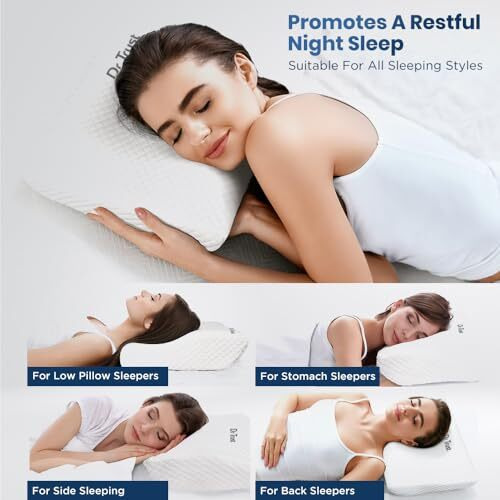 Dr Trust Usa Cervical Sleeping Pillow For Spondylitis, Back & Neck Pain Relief, Memory Foam Contour (500 X 230 X 100 Mm) Removable Cover, Supports Back/Side/Stomach Sleepers, Anti-Snoring (Small)