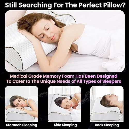 Dr Trust Usa 355 Orthopedic Memory Foam Pillow | Cervical Pillow For Spondylitis Neck & Shoulder Pain Relief | Extra Curve Neck Support For Sleeping, Improves Posture (Size 60 X 36 X 11 Cm)