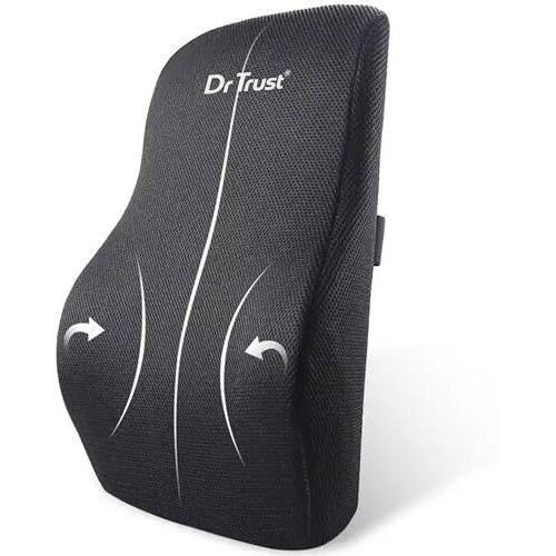 Dr Trust Usa Backrest For Car Seat, Office Chair To Sit Up Right, Orthopaedic Memory Foam Cushion/Pillow Back Pain Relief, Lumbar Support, Spine Alignment, And Posture Correction - 360, Black
