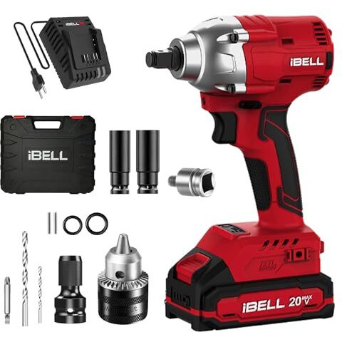 Ibell One Power Series Cordless Impact Wrench Bw20-32, 20V Brushless Motor, 300Nm Torque With 2Ah Battery & Charger + Bmc Box, 12 Months Warranty