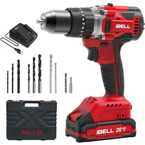 Ibell Bd20-80 2Ah (Bmc) One Power Series 20V Cordless Impact Drill Brushless | Max 80Nm Torque | 1750 Rpm Speed | 13Mm Heavy-Duty Metal Keyless Chuck | 20+3 Clutch Settings | Led Light