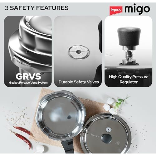 Impex Migo Stainless Steel Pressure Cooker With Outer Lid Induction And Gas Stove Compatible, 2, 3, 5 Litre Capacity For Healthy Cooking, With 5 Years Warranty