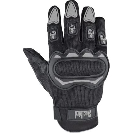 Steelbird Full Finger Bike Riding Gloves With Touch Screen Sensitivity At Thumb And Index Finger, Protective Off-Road Motorbike Racing (Large, Black Grey)(Polyester, Cycling)
